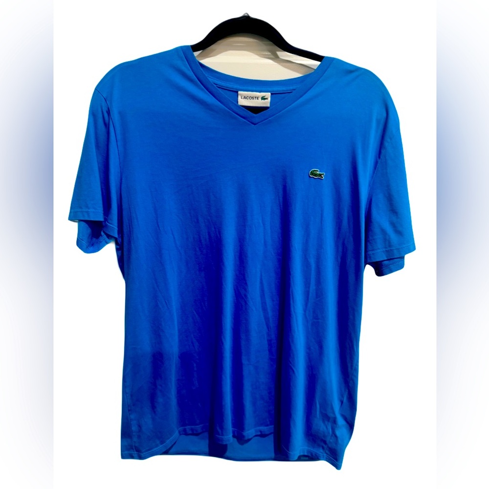 Lacoste Men's Vibrant Blue V-Neck Tee